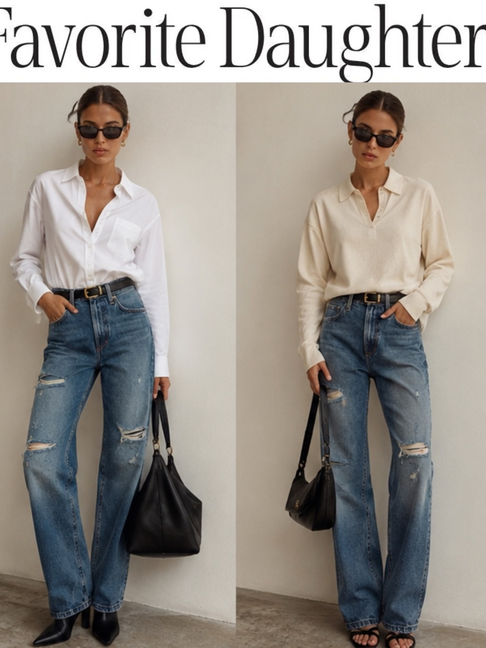 Favorite Daughter Distressed The Tommy Low Slung long straight jeans - Boston